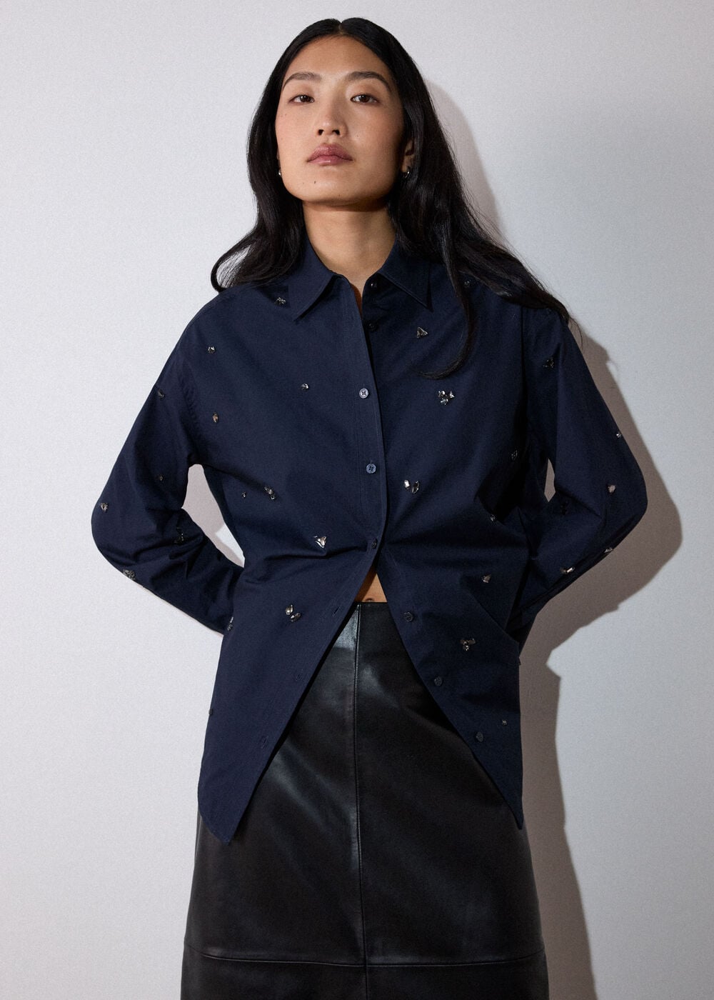 Jewelled Cotton Poplin Shirt