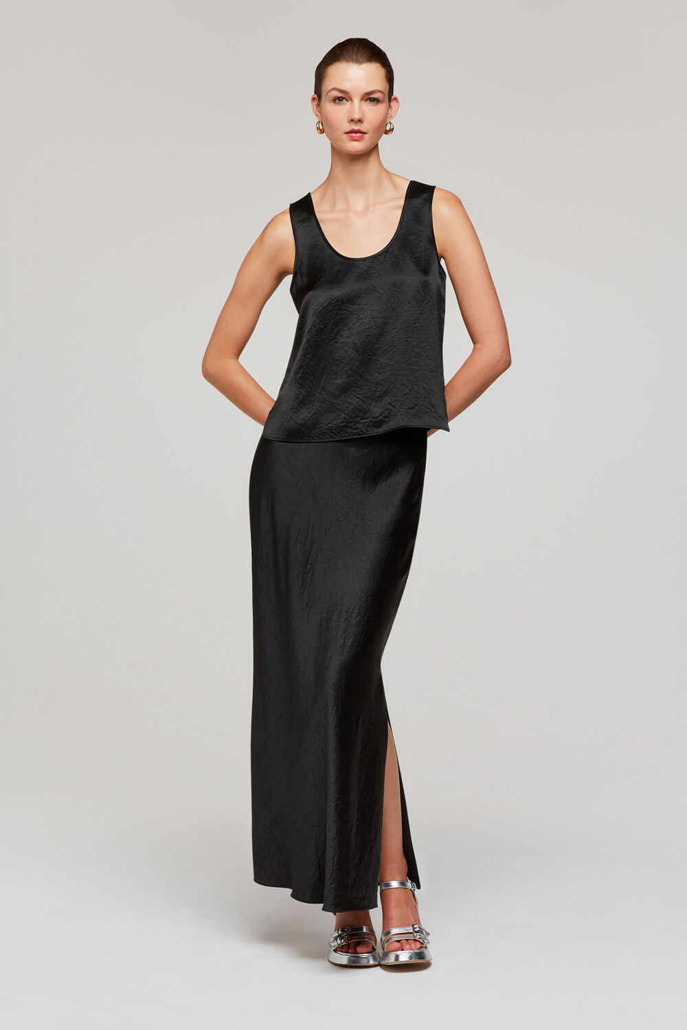 Black Ella Bias Cut Skirt