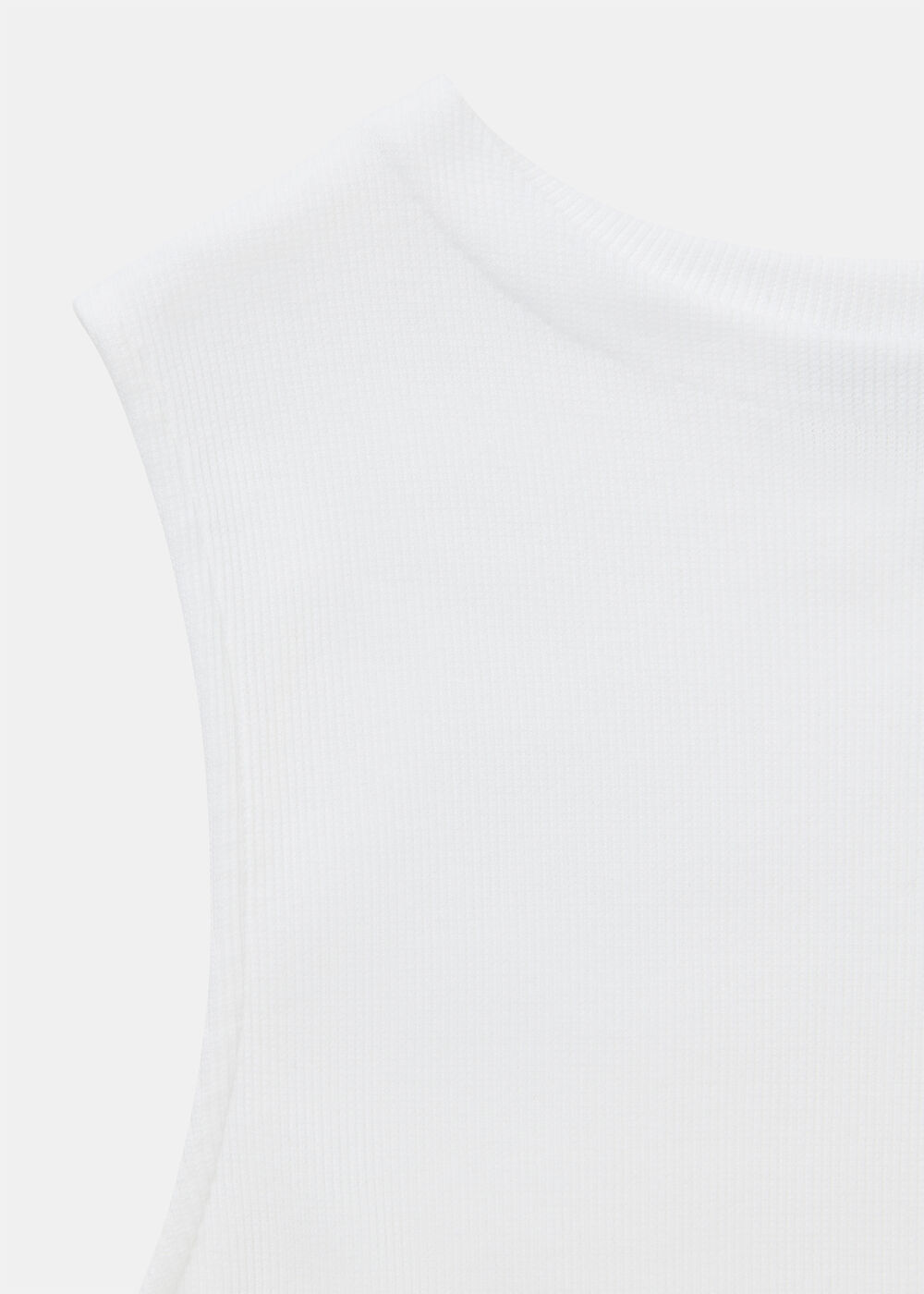 High Neck Rib Detail Tee