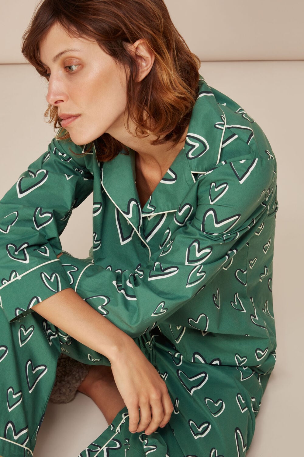 Heart Print Cotton Pyjama Set
