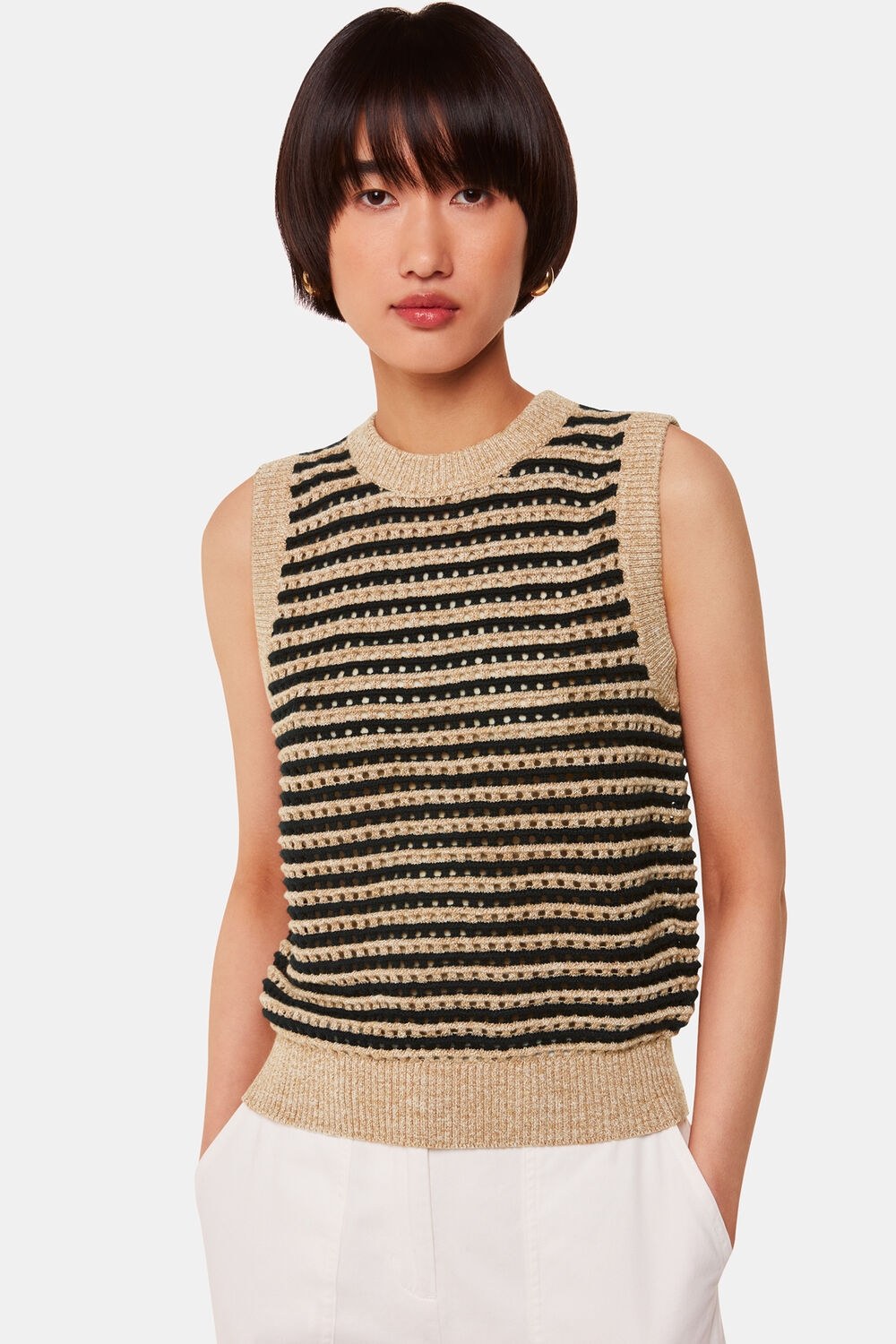 Black Crochet Stripe Tank
