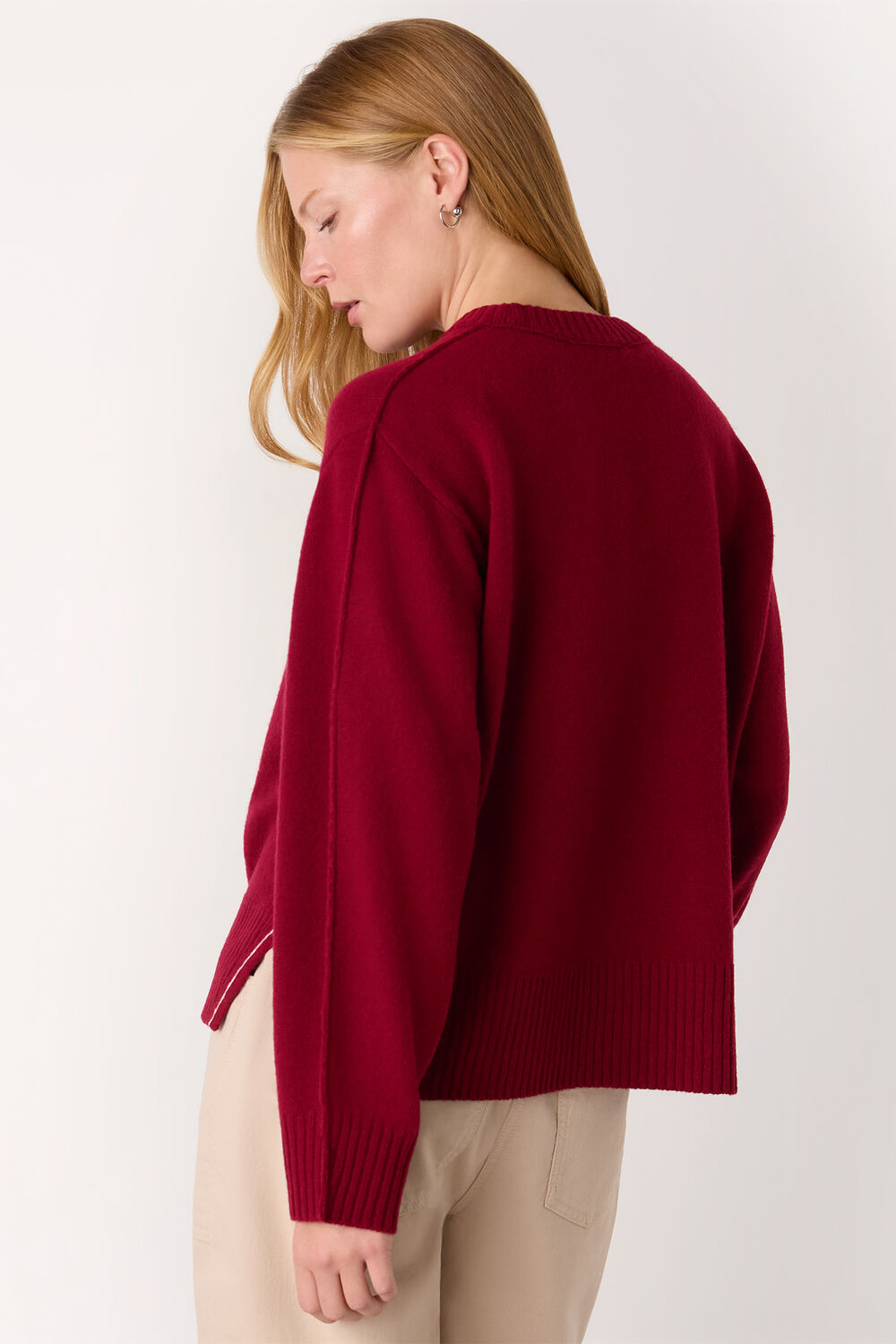 Side Stripe Detail Wool Knit