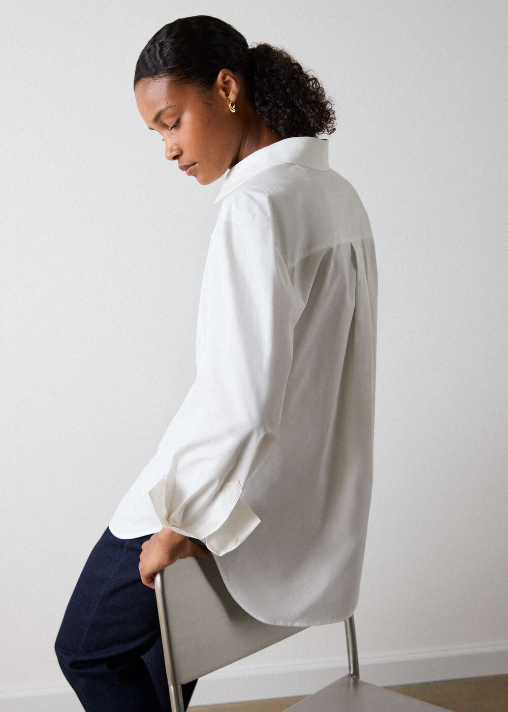 Bib Detail Cotton Poplin Shirt