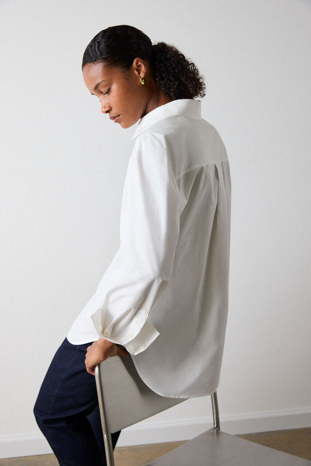 Bib Detail Cotton Poplin Shirt