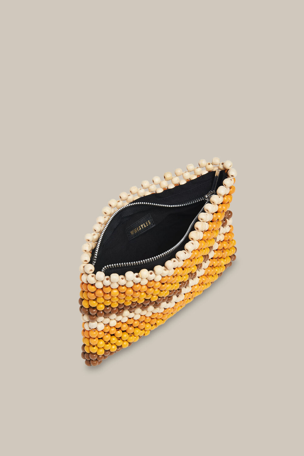 Safah Striped Beaded Clutch Yellow