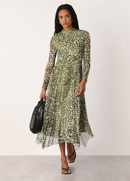 Animal Tiered Mesh Dress