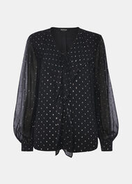 Metallic Dobby Frill Blouse