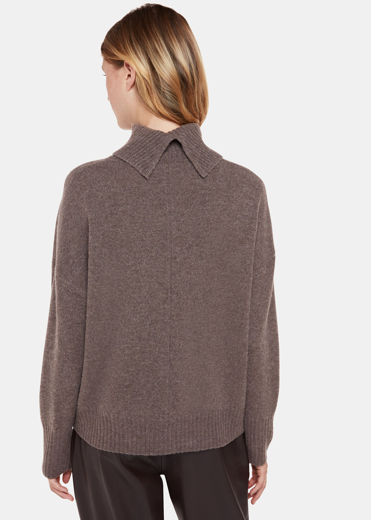 Chocolate Wool Roll Neck Pocket Sweater | WHISTLES