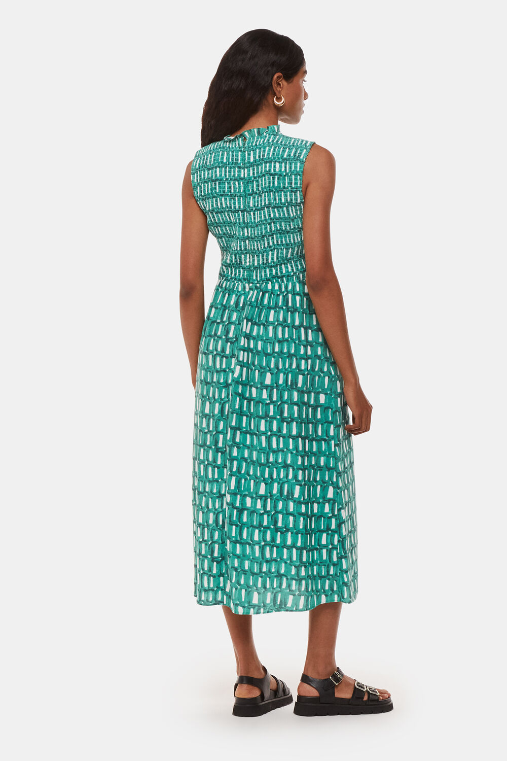 Green Petite Linked Smudge Heidi Dress