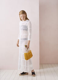 Crochet Knit Midi Dress White