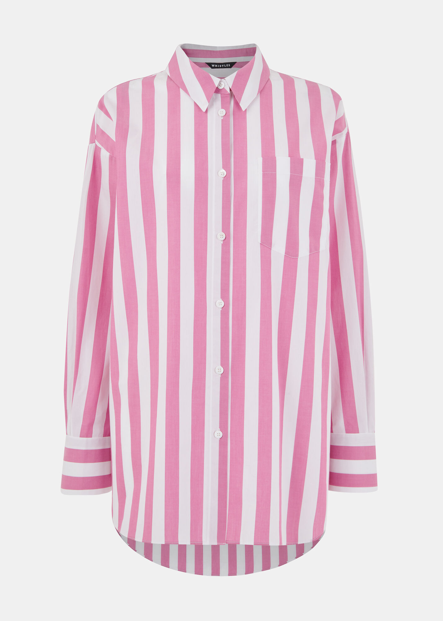 Pink/Multi Stripe Oversized Shirt | WHISTLES | Whistles US |
