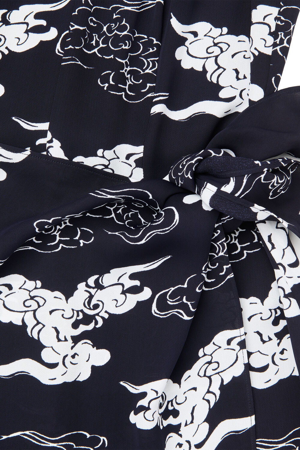 Navy Cloud Tie Waist Midi Dress