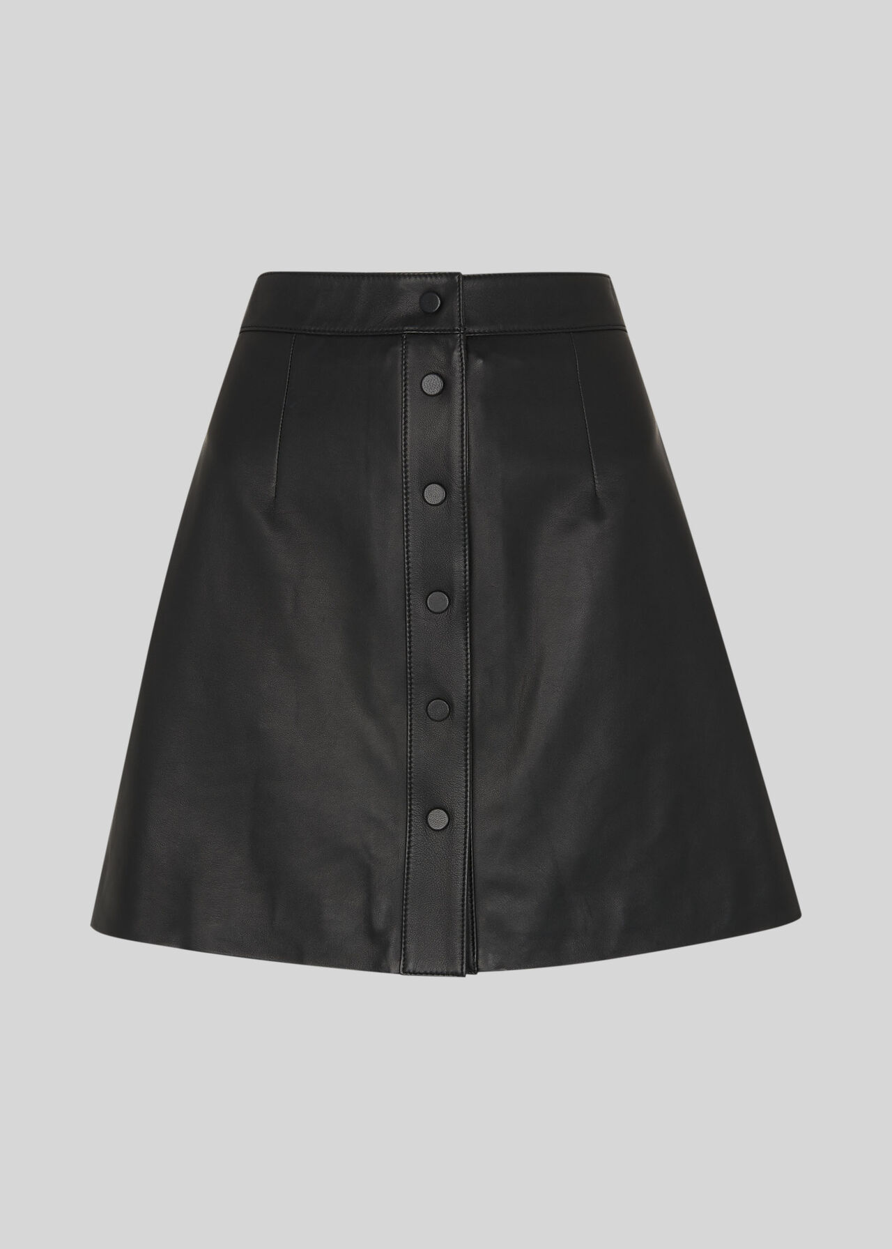 Abella Leather Button Skirt Black
