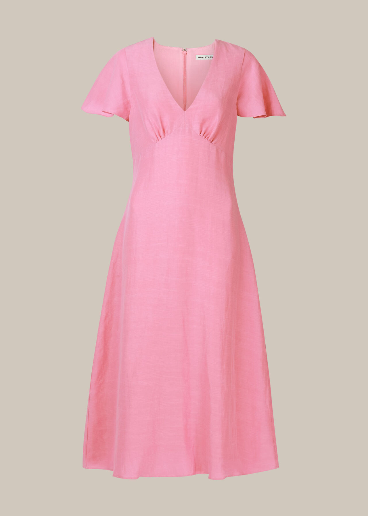 Frill Sleeve Midi Dress Pink