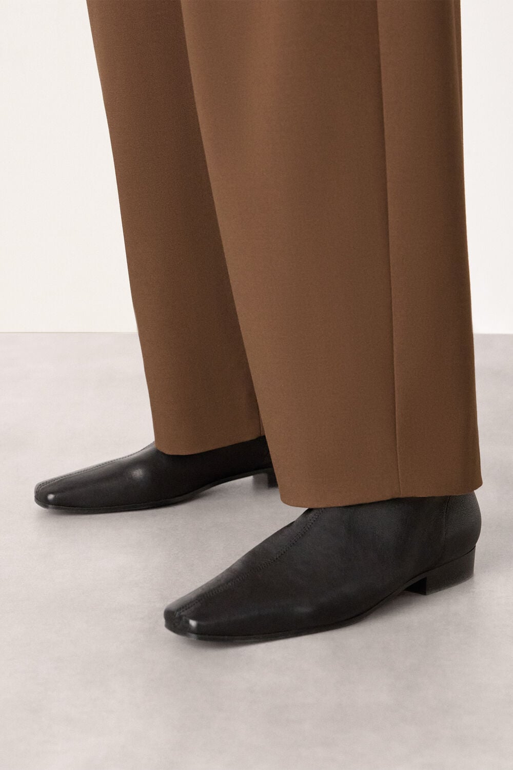 Black Square Toe Flat Sock Boot
