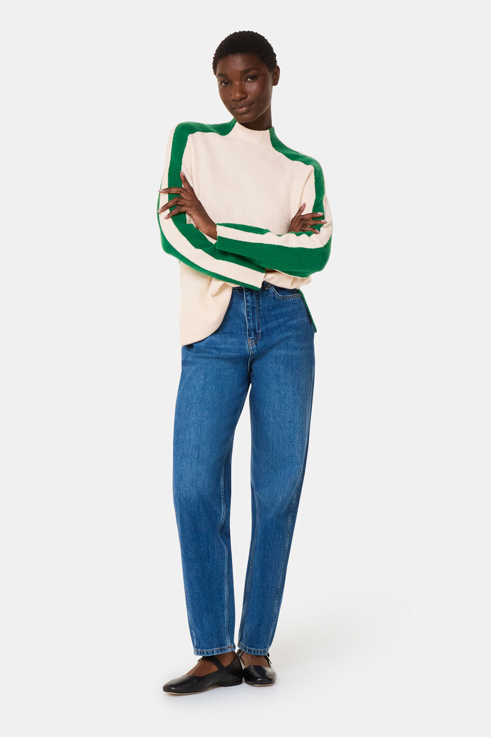 Green Colorblock Wool Mix Sweater