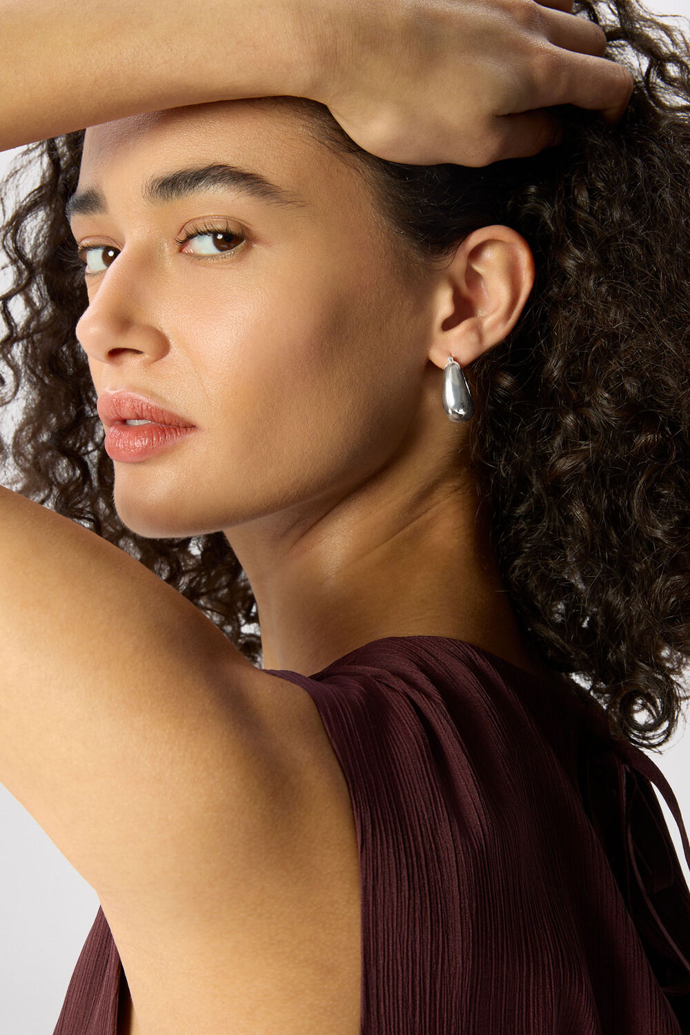 Silver Chunky Curved Square Earring