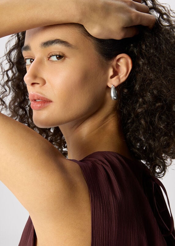 Silver Chunky Curved Square Earring