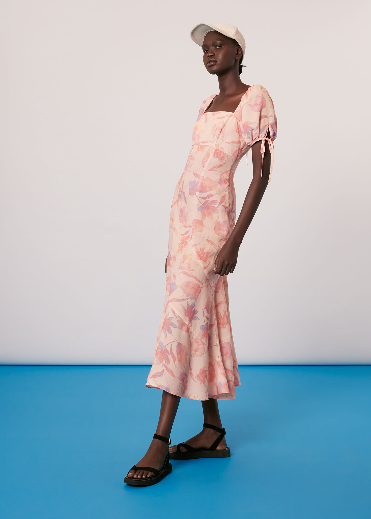 Pink Multi Seam Detail Floral Print Dress WHISTLES