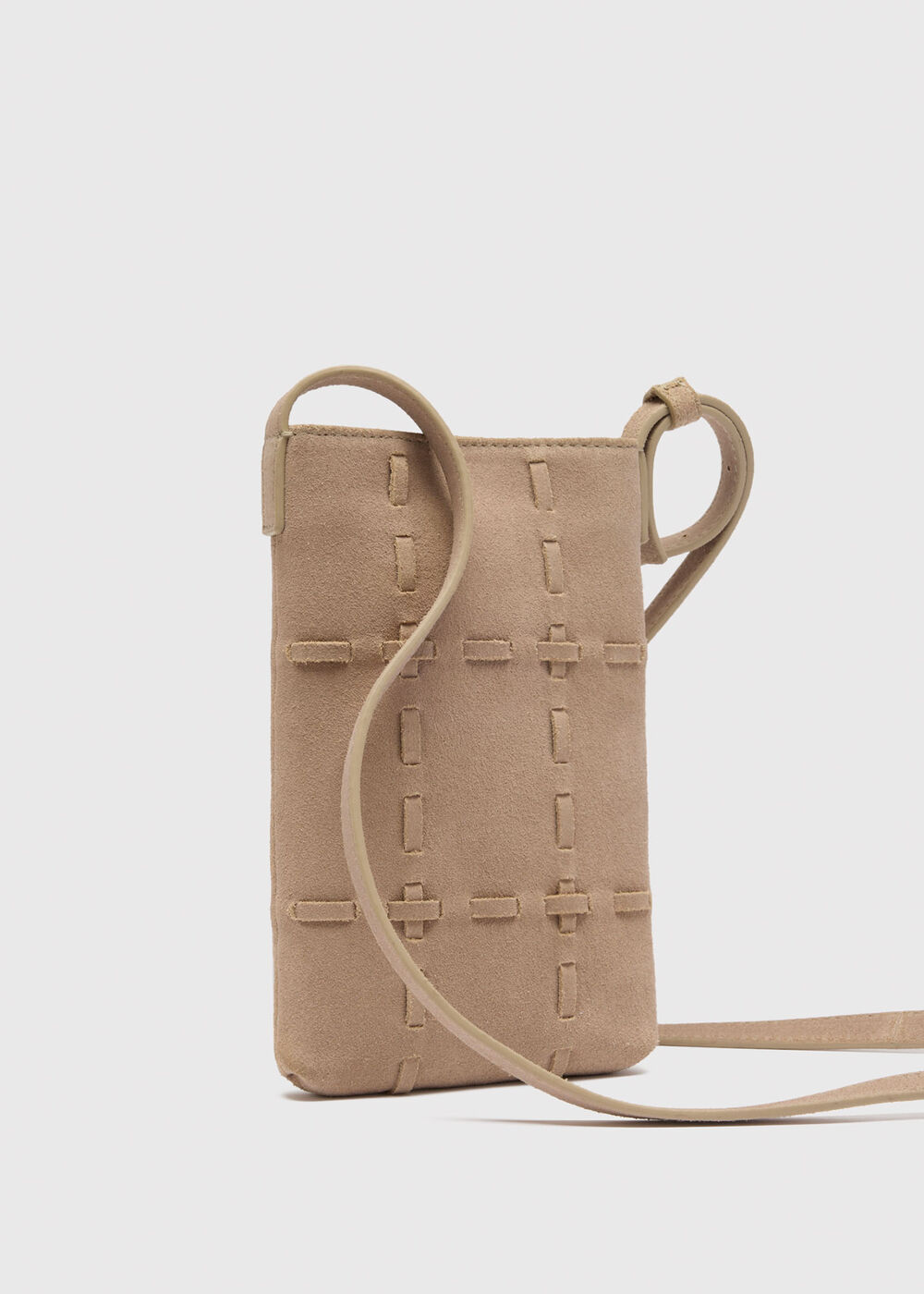 Suede Whipstitch Phone Bag
