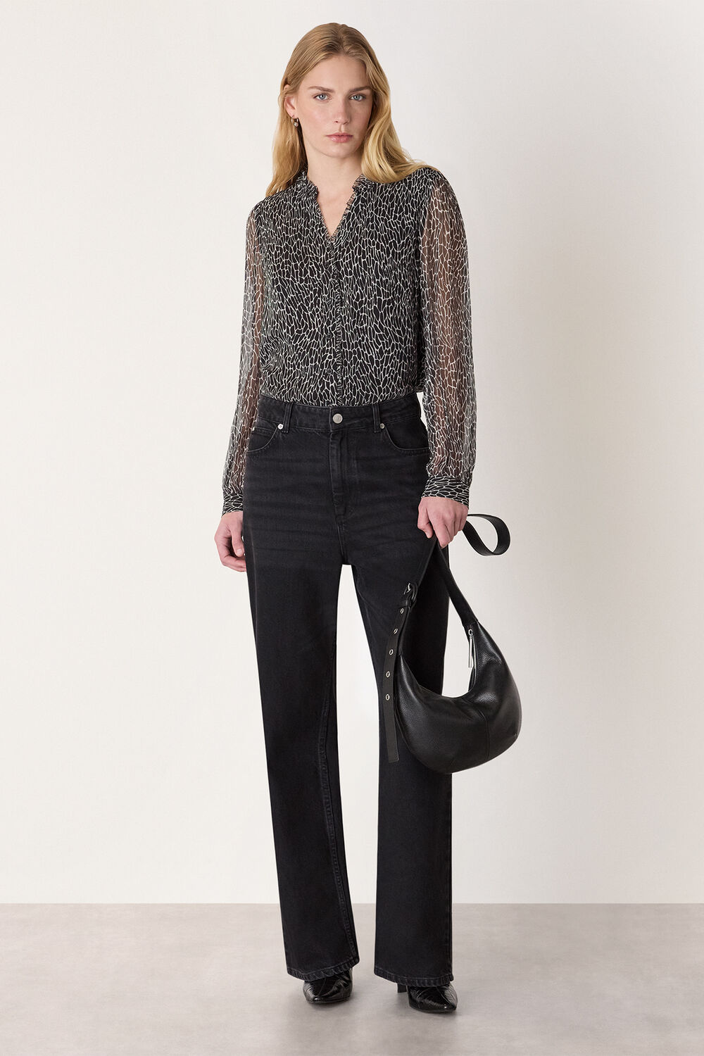 Black Dragonfly Long Sleeve Blouse