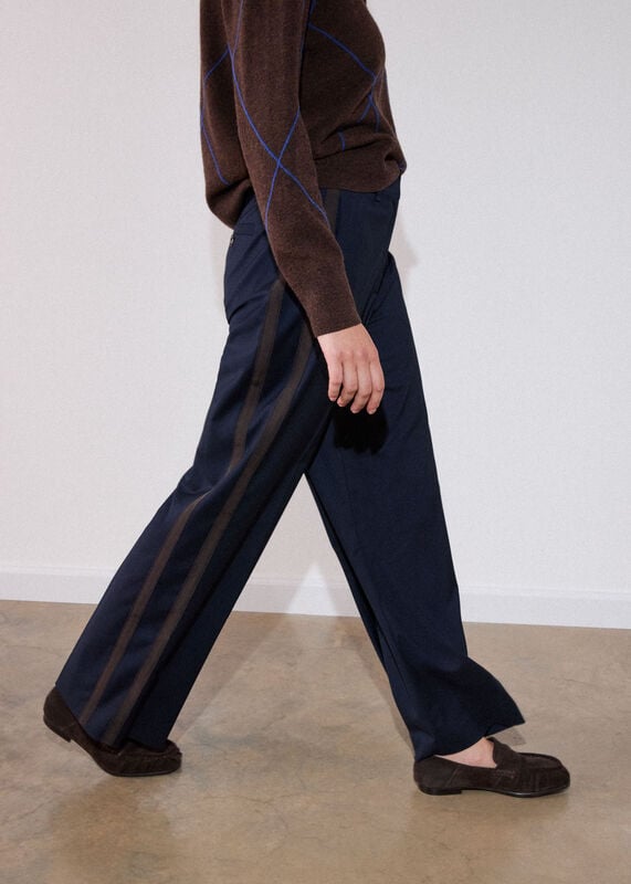 Navy Side Stripe Straight Trouser