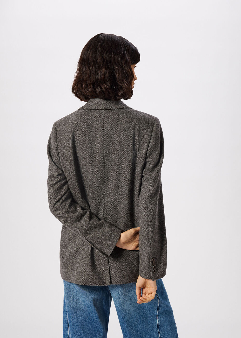 Petite Herringbone Wool Blend Blazer