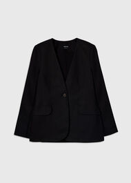 Petite Collarless Linen Blazer