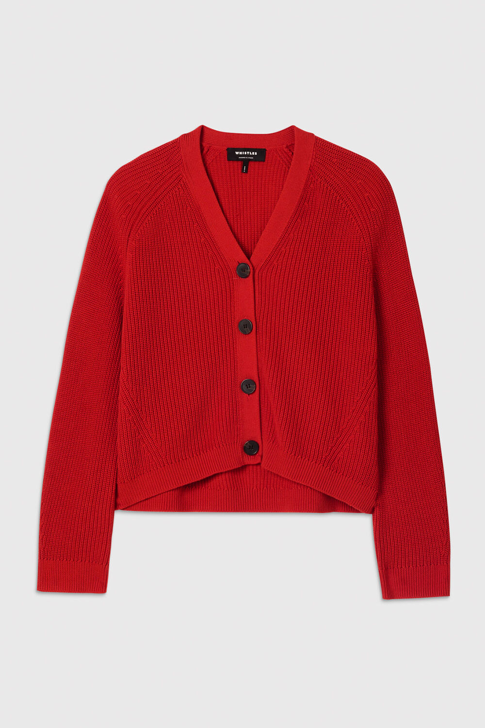 Red V Neck Cotton Cardigan