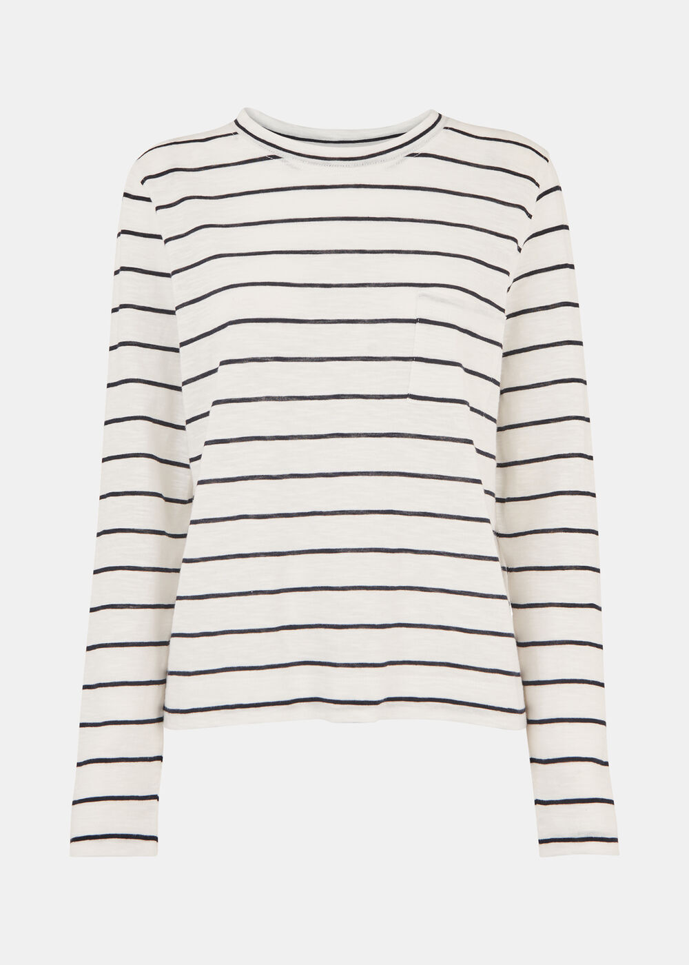 Stripe Crew Neck Pocket Top