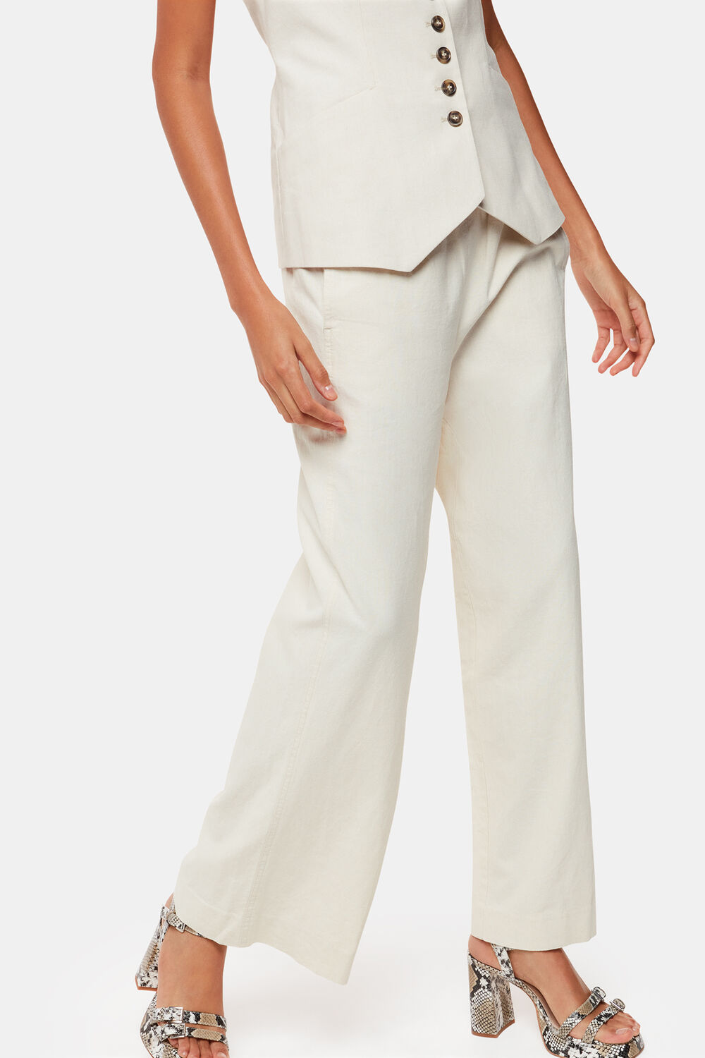Oatmeal Lindsey Linen Blend Pants&nbsp;