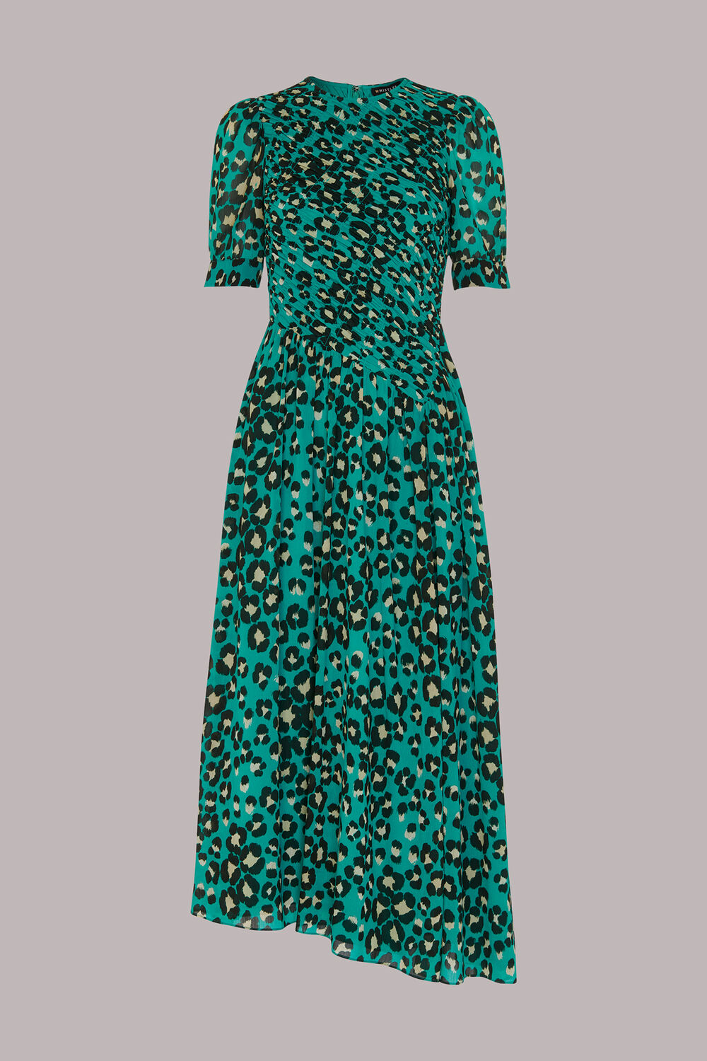 Petite Painted Leopard Shirred Dress