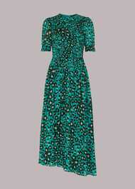 Petite Painted Leopard Shirred Dress