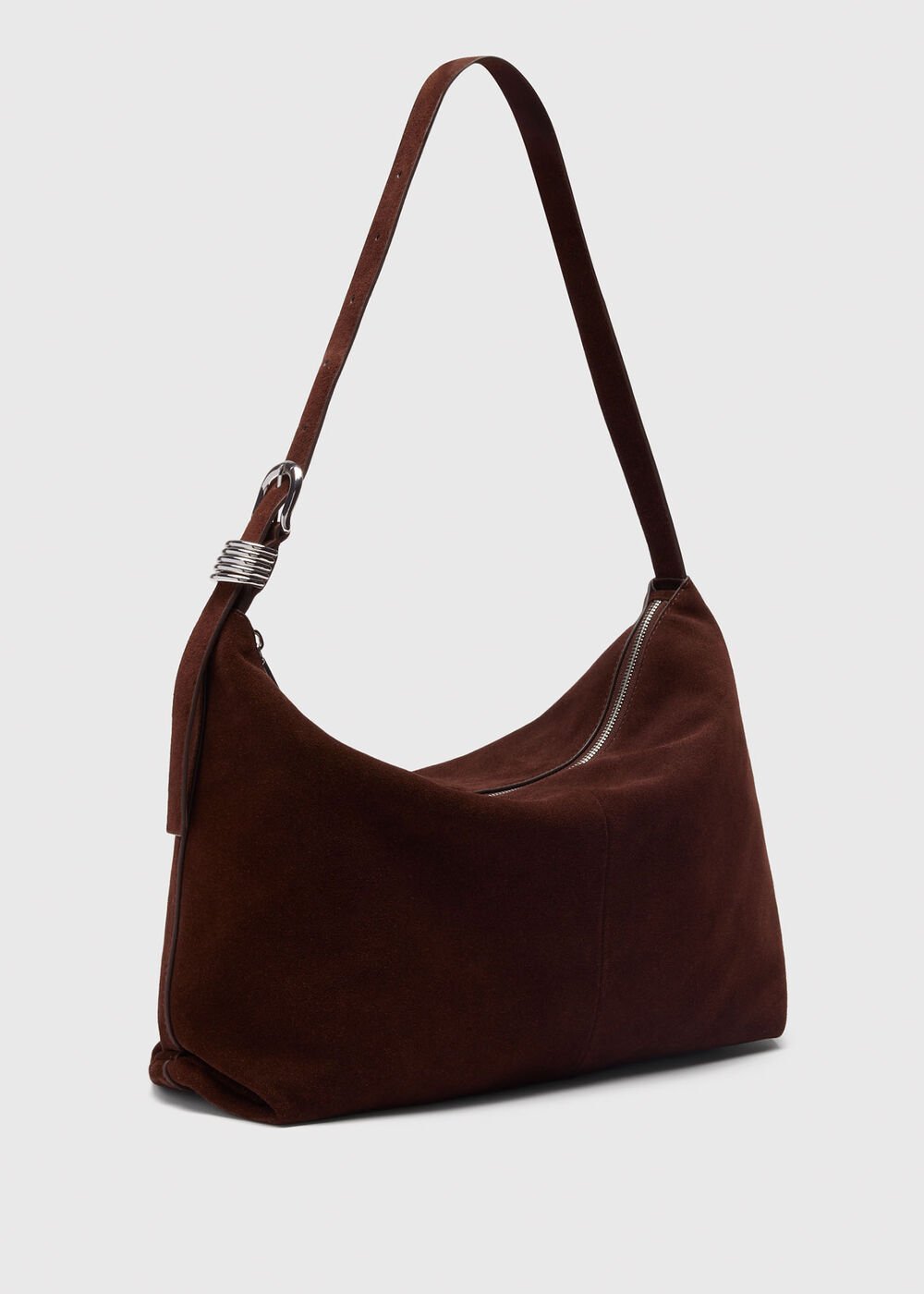 Ring Detail Suede Shoulder Bag