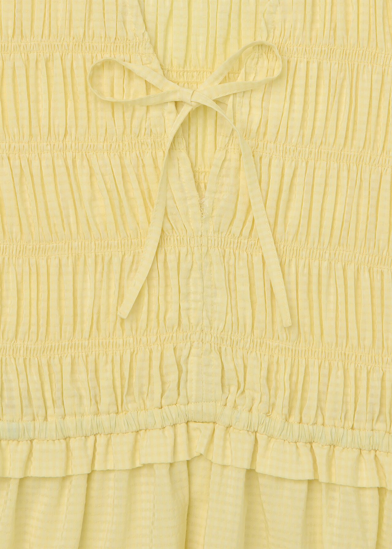 Shirred Bodice V Neck Dress