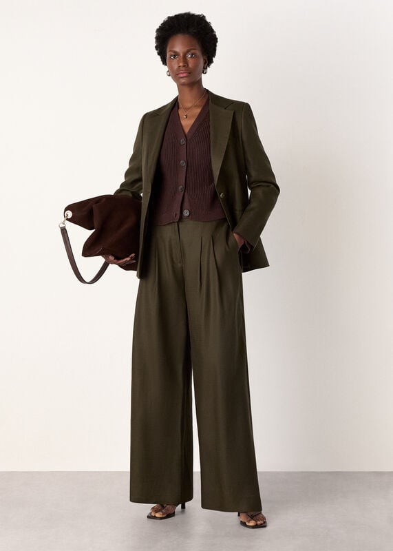 Brown V Neck Cotton Cardigan