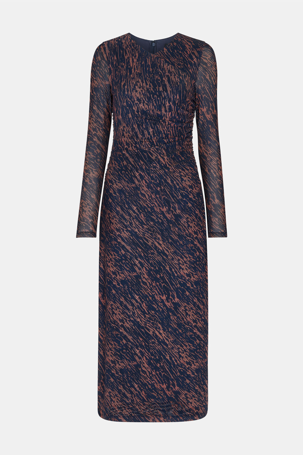 Navy Abstract Marks Mesh Dress