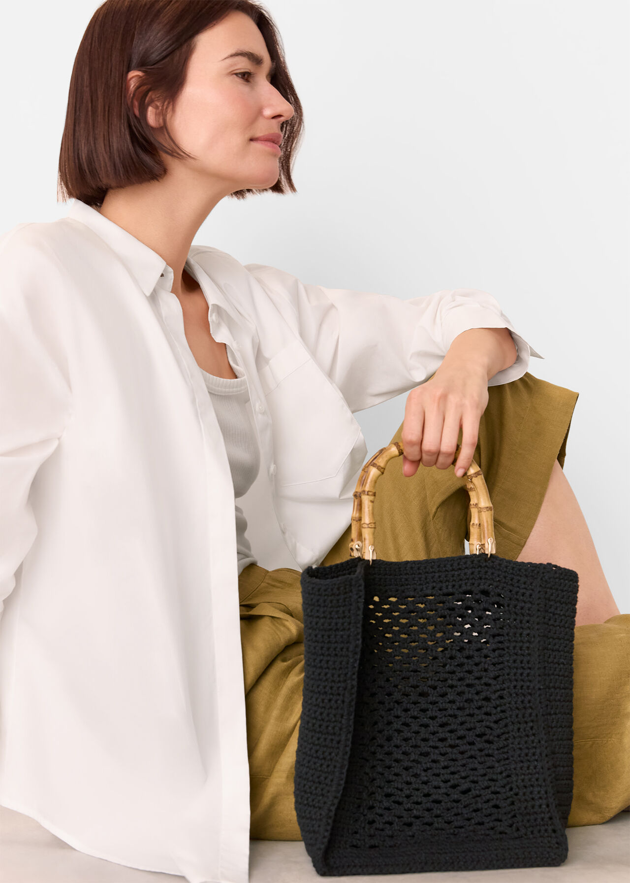 Bamboo Handle Crochet Bag