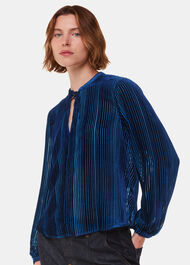 Devore Stripe Velvet Blouse
