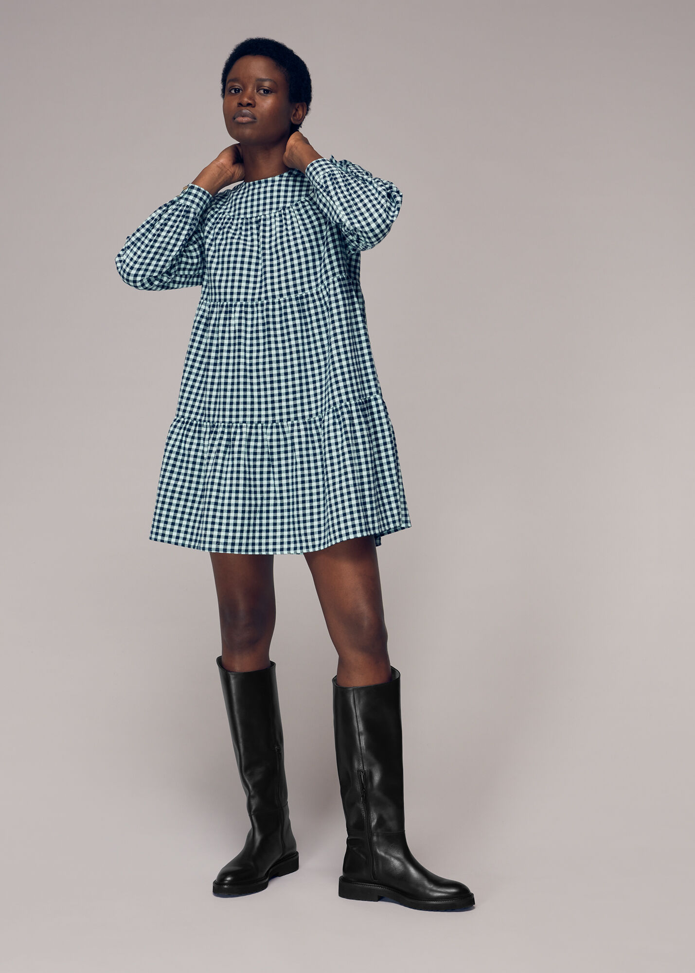 Tiered best sale gingham dress