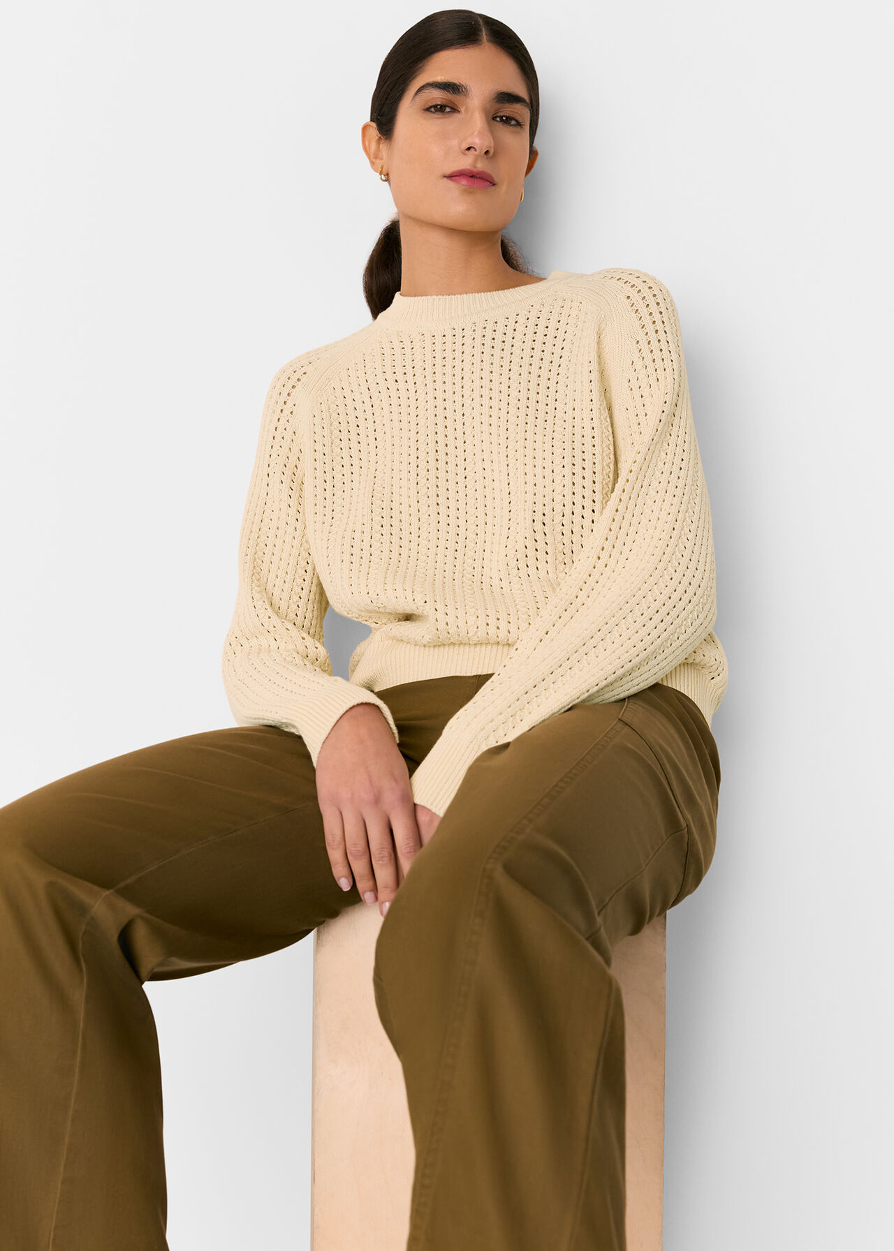 Pointelle Crew Neck Knit