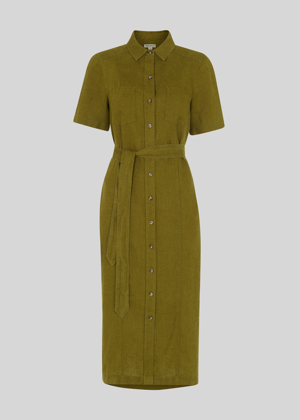 Bella Linen Shirt Dress Khaki