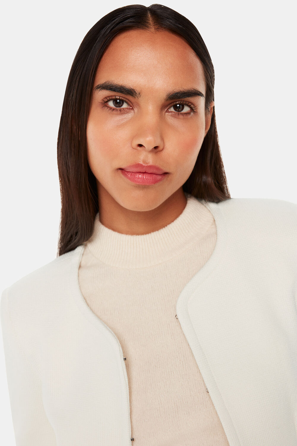 Collarless Jersey Jacket