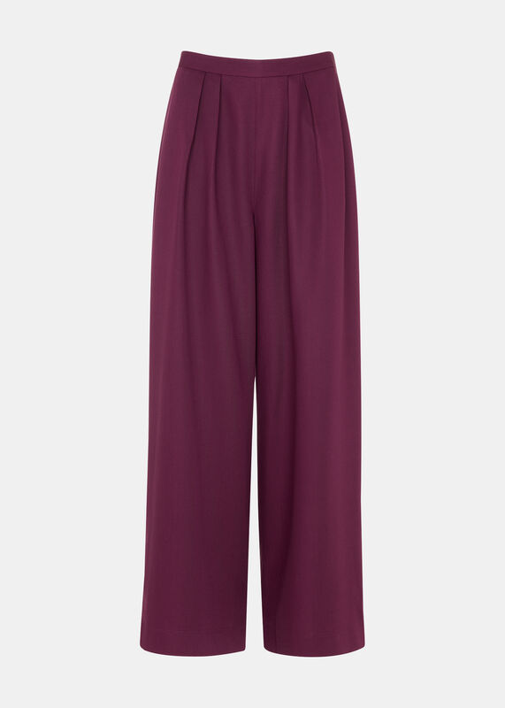 Plum Pleat Front Relaxed Trouser