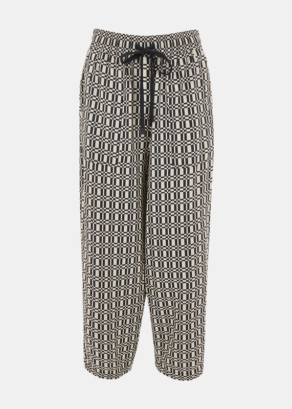 Black Link Check Print Pants 
