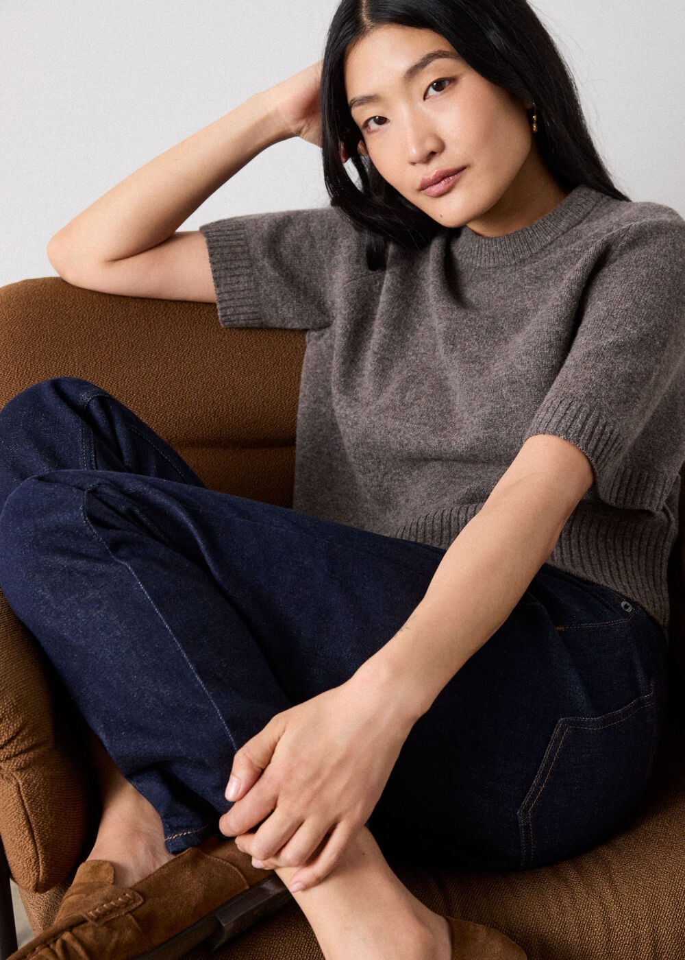 Dark Denim Stretch Stovepipe Leg Jean