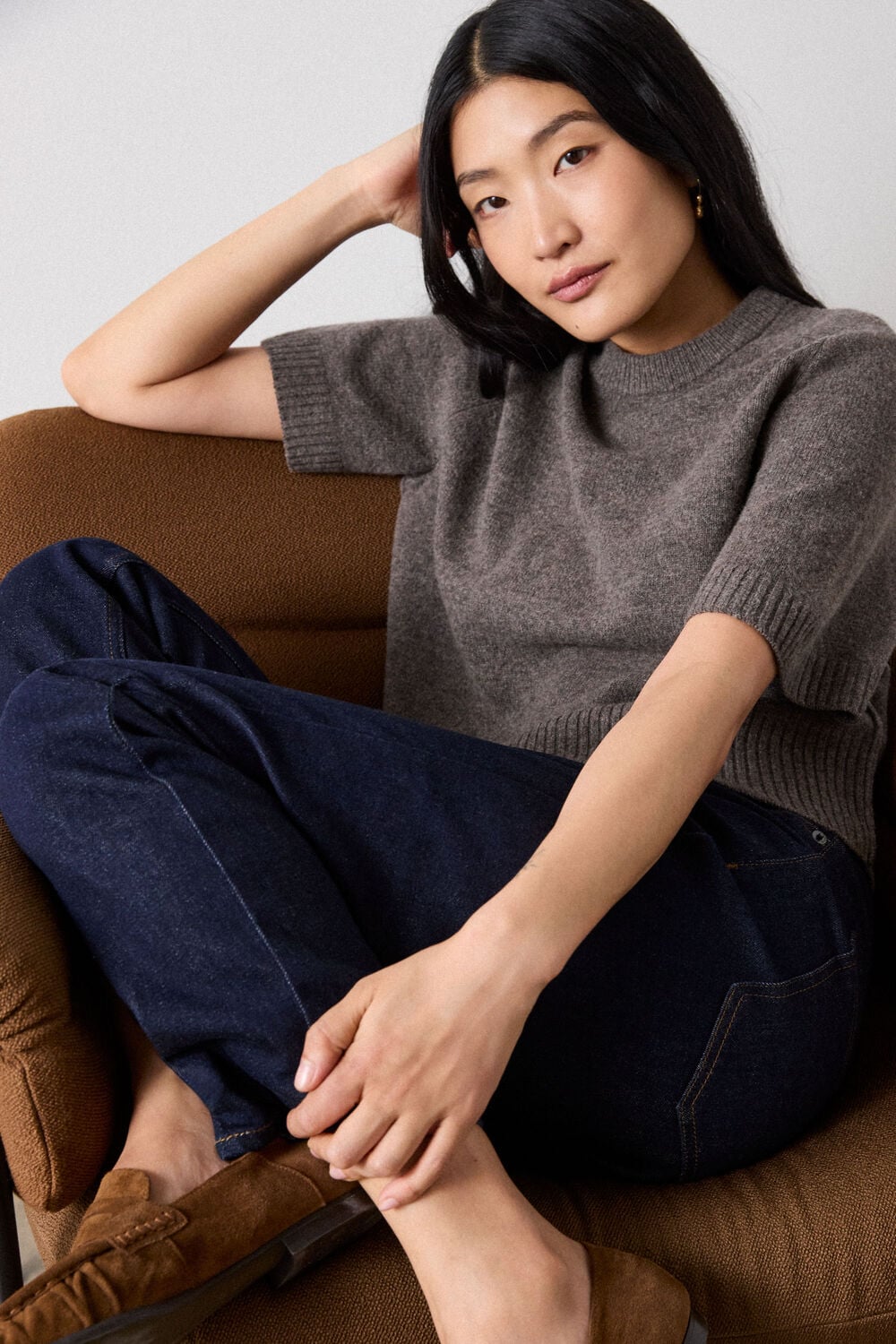 Dark Denim Stretch Stovepipe Leg Jean