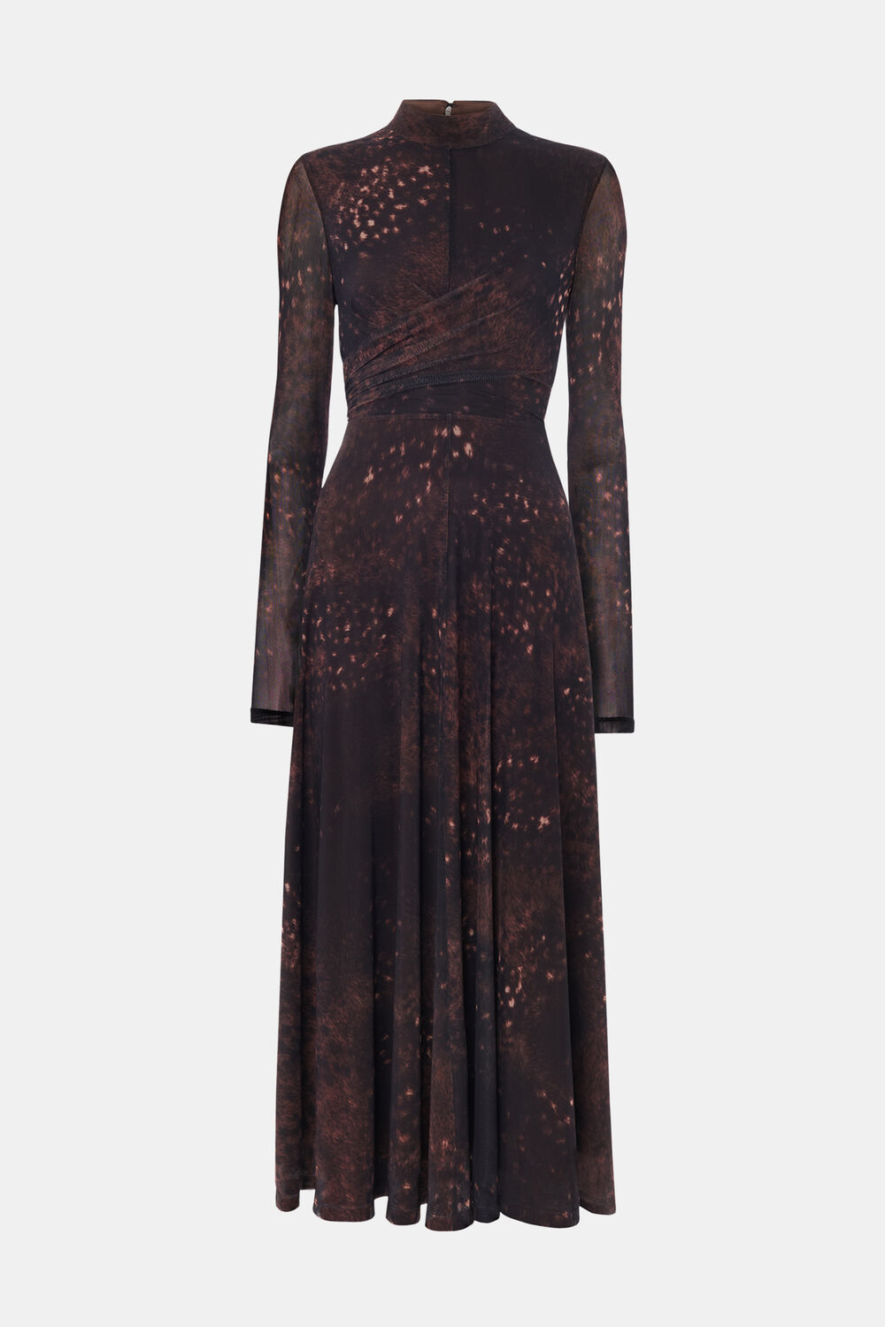 Brown Spotted Animal Mesh Dress