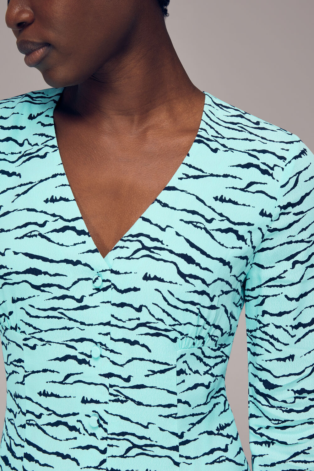 Inez Abstract Tiger Midi Dress
