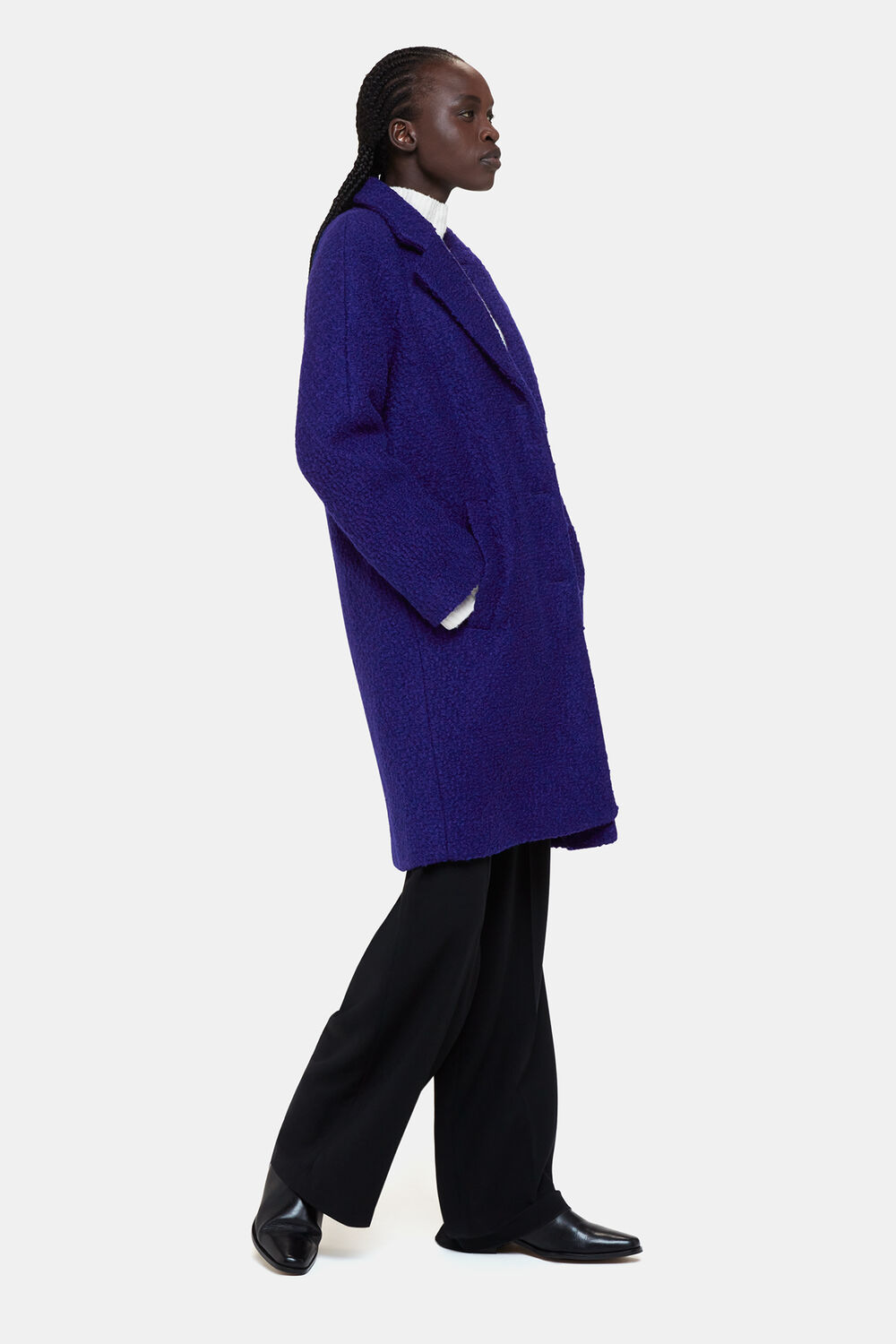 Blue Anita Wool Boucle Coat
